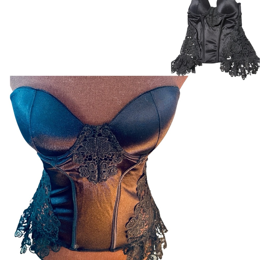 Elegant Black Lace Corset, Fredrick’s of Hollywood Lingerie, nightwear, Sz Small - Picture 3 of 12